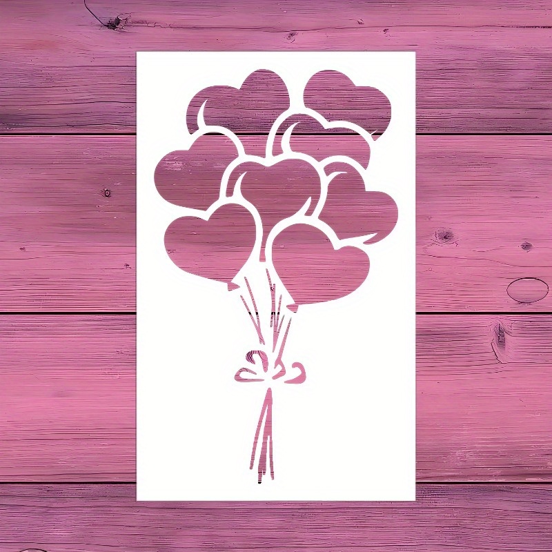 TEMU 1pc Large Heart-shaped Balloon Stencil 12inch×8inch - Washable, Reusable, Durable Pet Milky White Stencil - For Walls, Wood, Windows, Fabric,