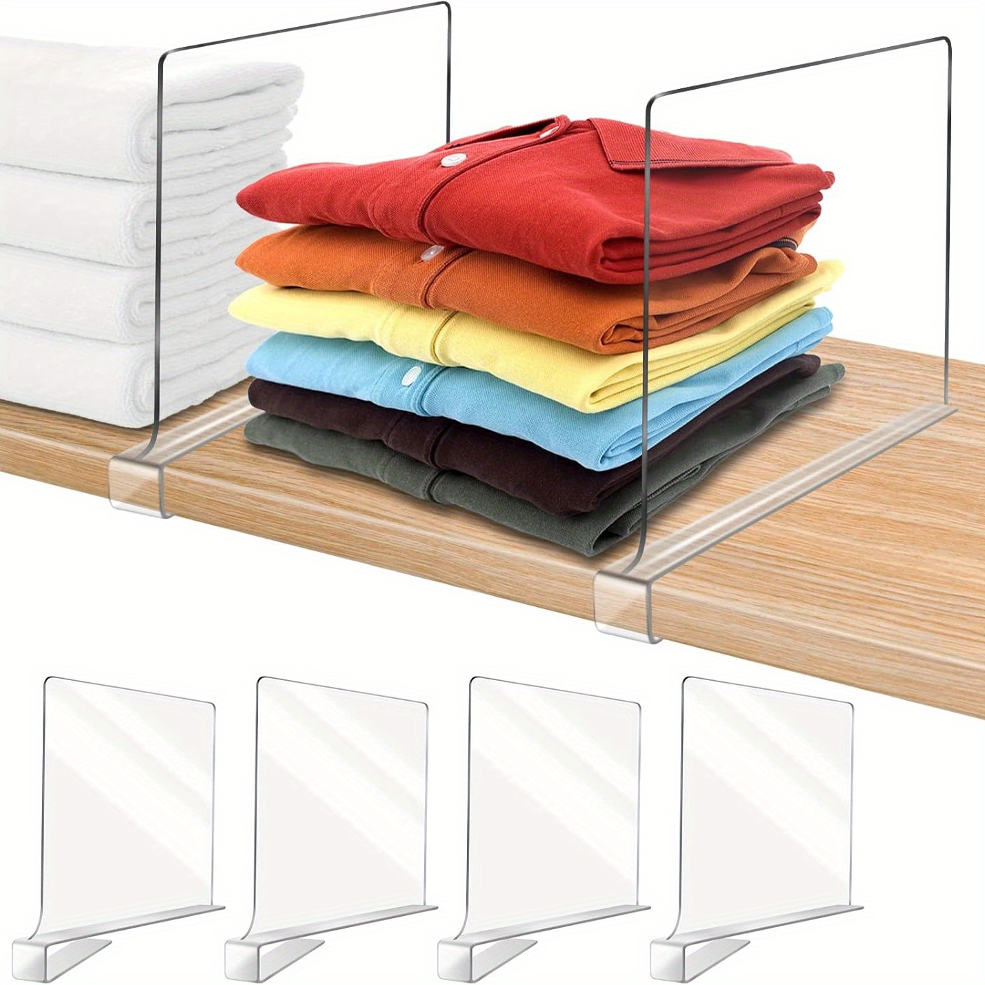 6pcs clear acrylic shelf dividers 12 inches extra tall version for closet organization and storage adjustable bookshelf organizer for purses sweaters clothes shelf dividers for closet