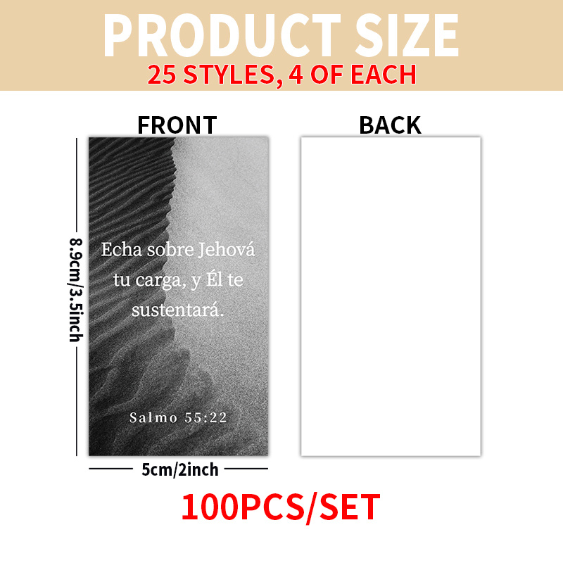TEMU Set Of 100 Spanish Motivational Bible Verse And Poetry Cards - Uplifting Cards For , Family, Thanksgiving, Valentine's Day, And Easter Gifts
