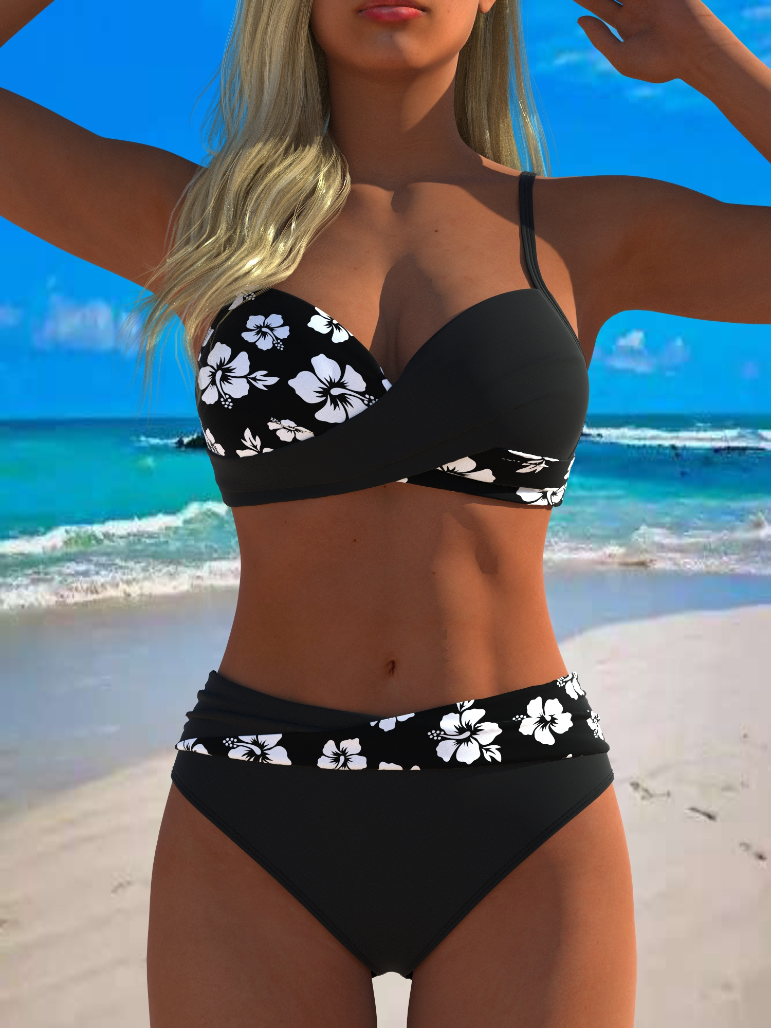 nepravilni print, bikini s halterom, set od 2 komada | KORISTI_BODA