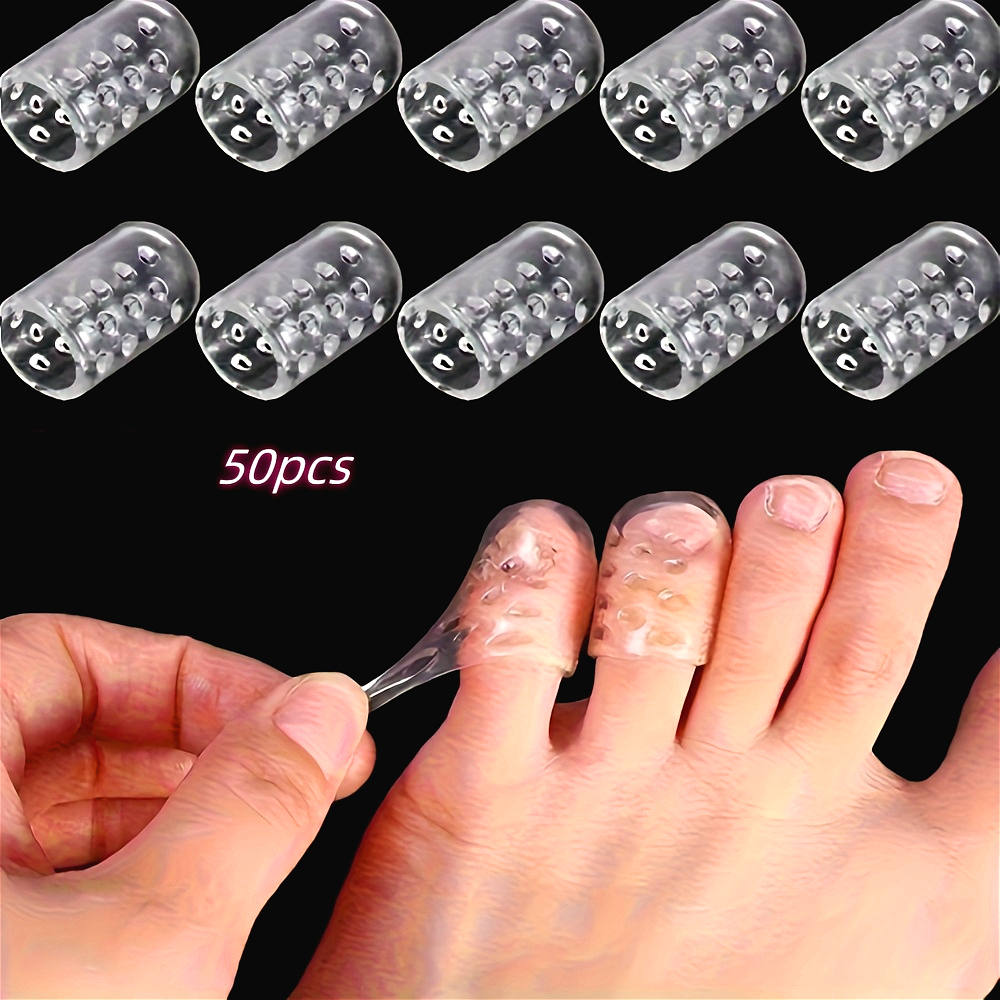 TEMU 50pcs Protège-Orteils Souples et Transparents en Silicone | Confortables, Durables, Couvre-Orteils pour Chaussures et Bottes, Anti-Dérapants et