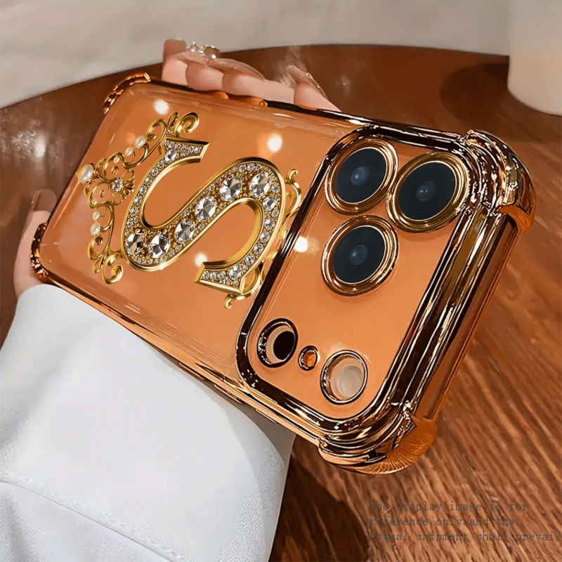 TEMU Phone Case - 2d Flat Creative Diamond Pattern Electroplated Large Reinforced Protection Full Coverage Phone Case Suitable For Iphone