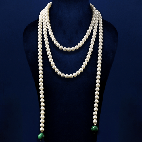 a vintage long necklace made of freshwater pearls and natural stones everyday wear and special occasions making it an gift