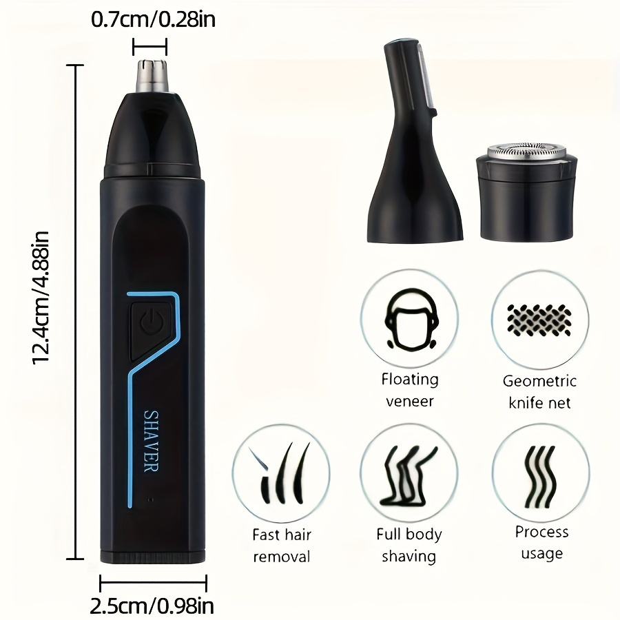 1pc 3 in 1 multifunctional electric nose ear hair trimmer eyebrow groomer rechargeable usb charging nose hair clipper with 150mah battery 36v operating voltage   usb c cable cleaning brush Product details 0