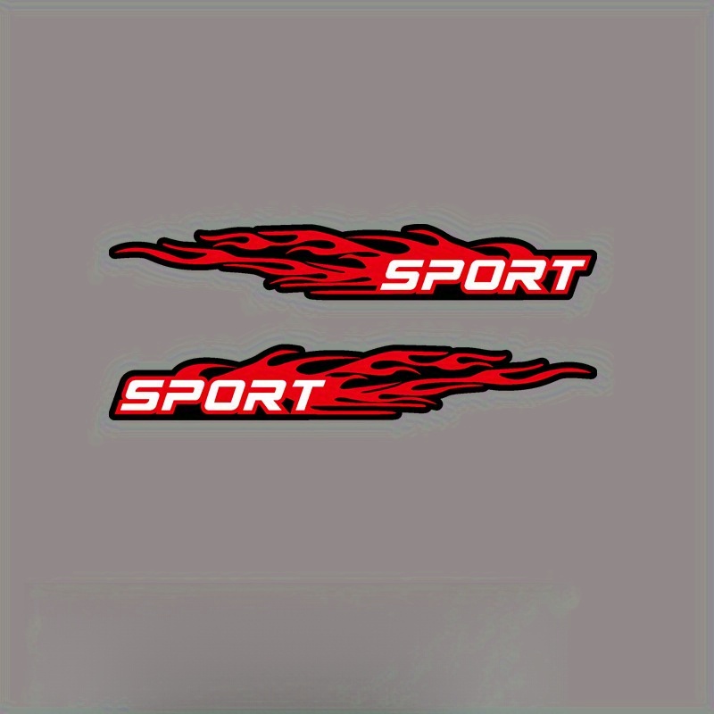 Sports Flame Design Car Sticker - Black And White Pvc Rear Window, Body And Mirror Scratch-resistant Cover Sticker - Dynamic Upgrade, Family Car Sticker, High-quality Adhesive
