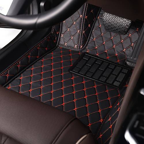 5pcs luxury pu leather car floor mats suitable for cars and trucks suvs universal model with weatherproof protection and easy to clean non slip design all weather car floor mats for easy vehicle cleaning pu leather floor mats