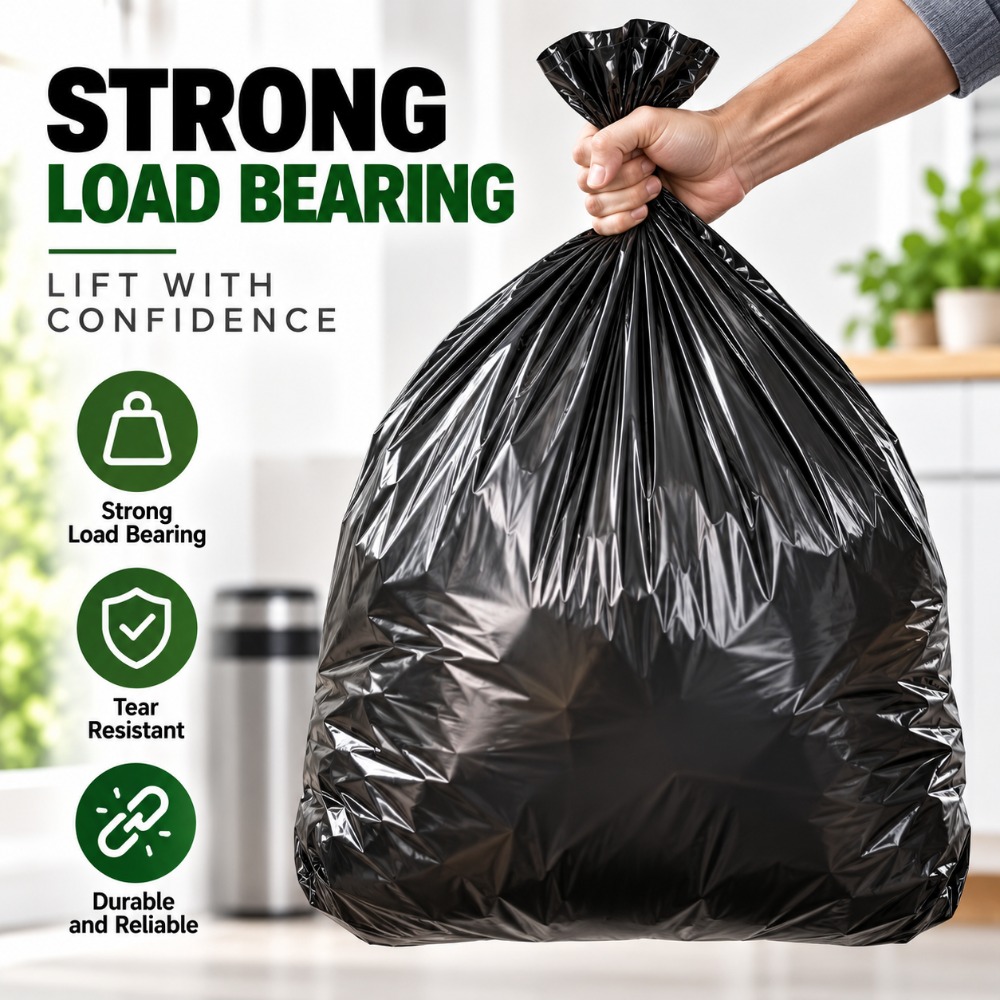 TEMU 5 Rouleaux de 100 Sacs Poubelle à Bouche Plate, Sacs Anti-Fuite et Anti-Odeur - Sacs en Plastique Épais Extra Larges, Anti-Fuite, Anti-Odeur,