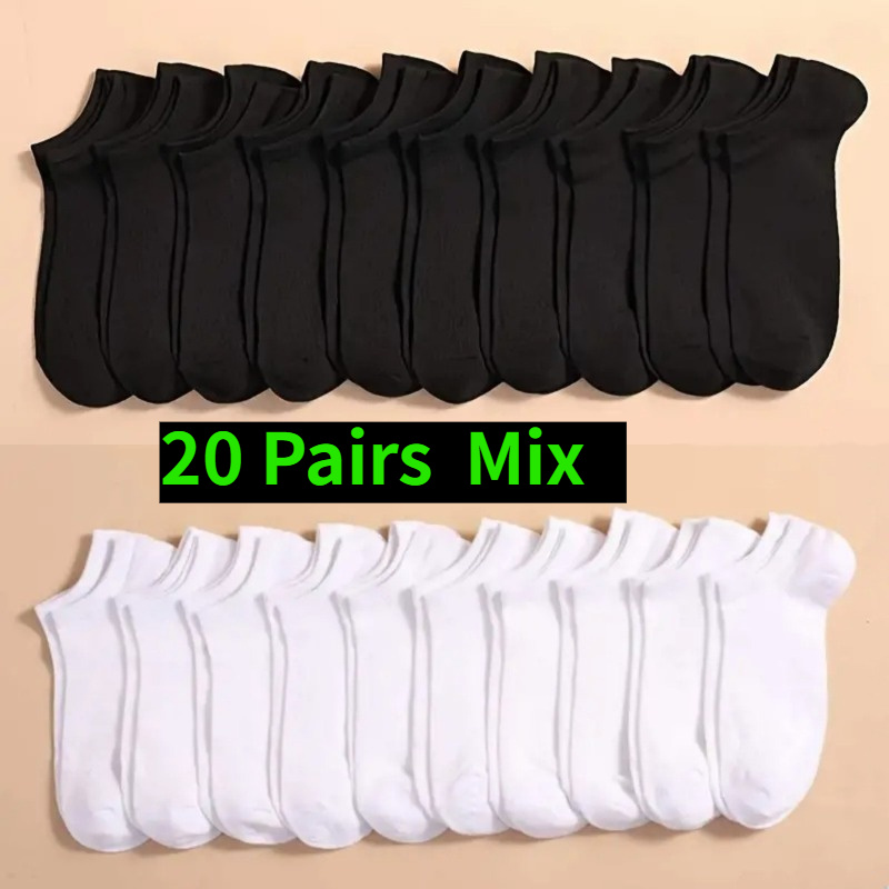 TEMU 10/ 20/ 40 Pairs Casual Breathable Socks Boat Socks For Women Men Invisible Low Cut Silicone Non-slip No-show Ankle Socks Absorption Mature