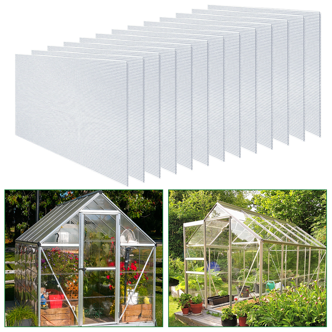 Image of 5/10pcs Polycarbonate Twin-wall Sheets, Uv-resistant Twin-wall Sheet, Multi-wall Sheet, Greenhouse Sheet For , Carports, Greenhouses, 605 X 1210 X 8 Mm, Temporary