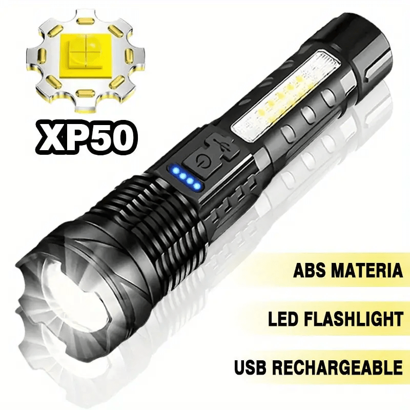 Ultra-Bright LED Flashlight with Adjustable Torch and COB Side Light