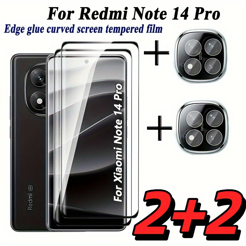 E-shop 2 Stück 3D gebogene HD-Glasfolie mit Vollabdeckung, geeignet für Redmi Note 13, 13 Pro, 14, 14 Pro+, 14 Pro+