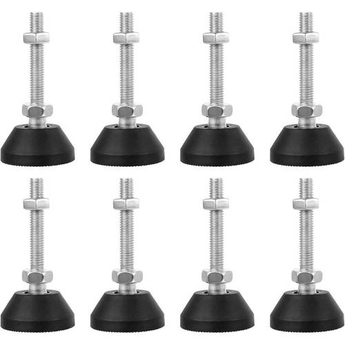 set of 8 adjustable swivel leveling feet m8x50 leg levelers for tables chairs cabinets workbenches and shelving
