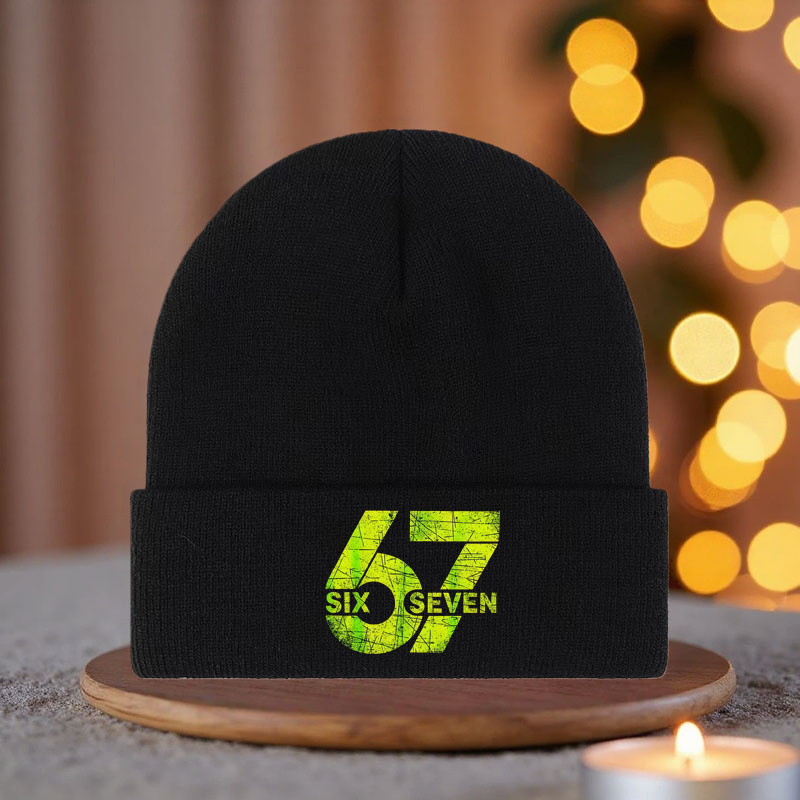 TEMU 1 Bonnet Tricoté Vert "67" | Casquette de Ski d'Hiver Légère et Confortable, Unisexe, Tendance, Idéal pour , le Cyclisme, , le Skateboard, le