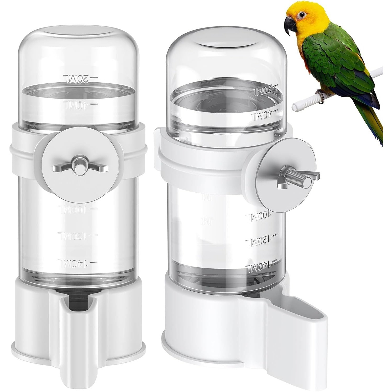 2pcs Bird Water Dispenser, Automatic Water Feeder, Plastic Cage Water Dispenser, Water Dispenser, Suitable For Small Long Tail Parrots, Cockatiels, Budgie Lovebirds (not Suitable For Food Feeding)