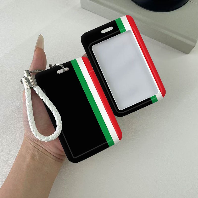 TEMU 2d A Transparent Sliding Design Badge Holder With A Tricolor Edge, Perfect For Students, Campus Identification, Metro Passes, And Work Badges