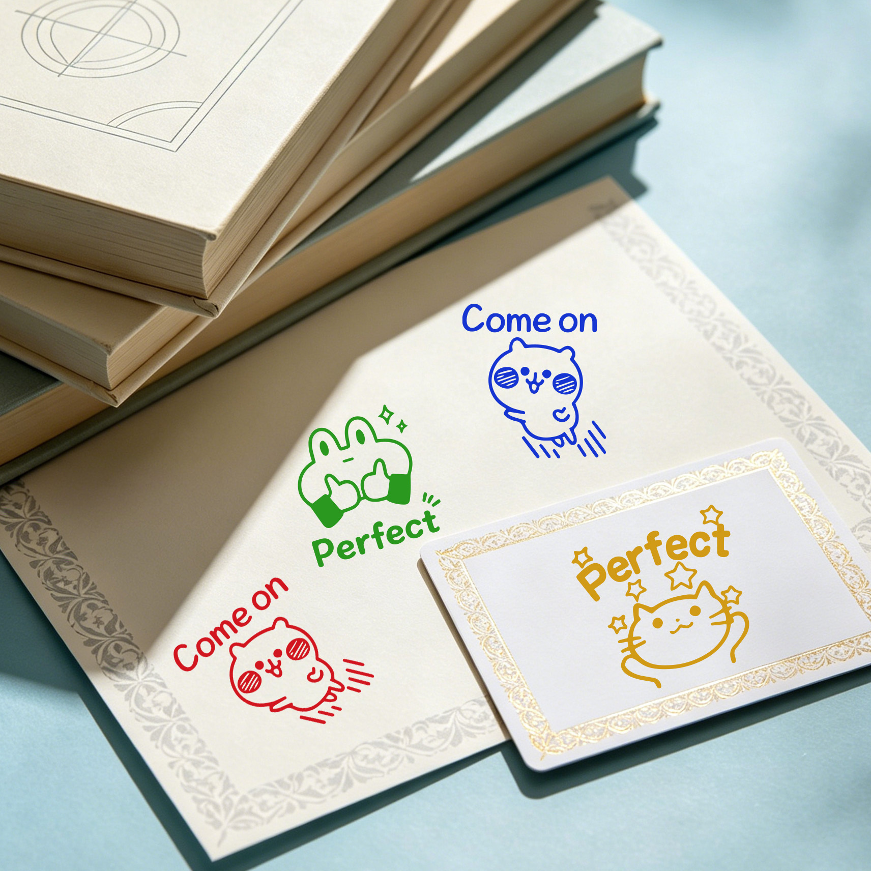 Cute Encouragement Slogans Pattern Wooden Stamp for Crafts