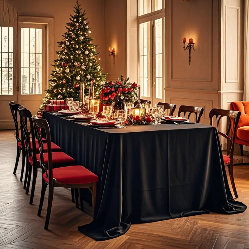 *. Einfache schwarze, übergroße, lange Tischdecke * für rechteckige Partytischdekoration, Event-Tischdecke, ideal für Singles-Partys, Abschlussfeiern, Geburtstage, Hochzeiten, Taufen, Ruhestandsfeste,