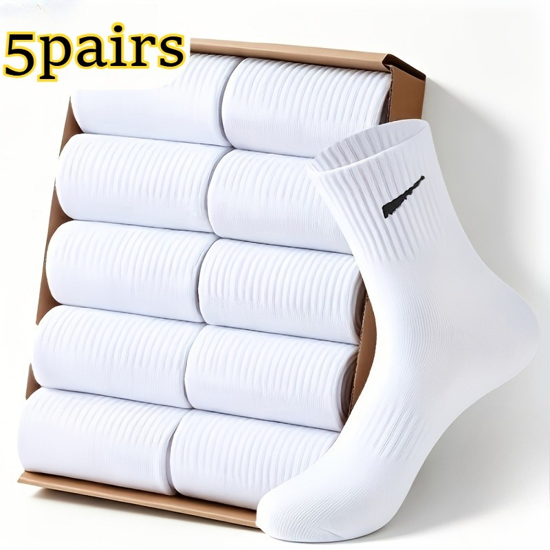 TEMU Paquete de 5 de calcetines deportivos prémium pantorrilla para - Sin costuras, que absorben la humedad, transpirables, de tubo , con ajuste