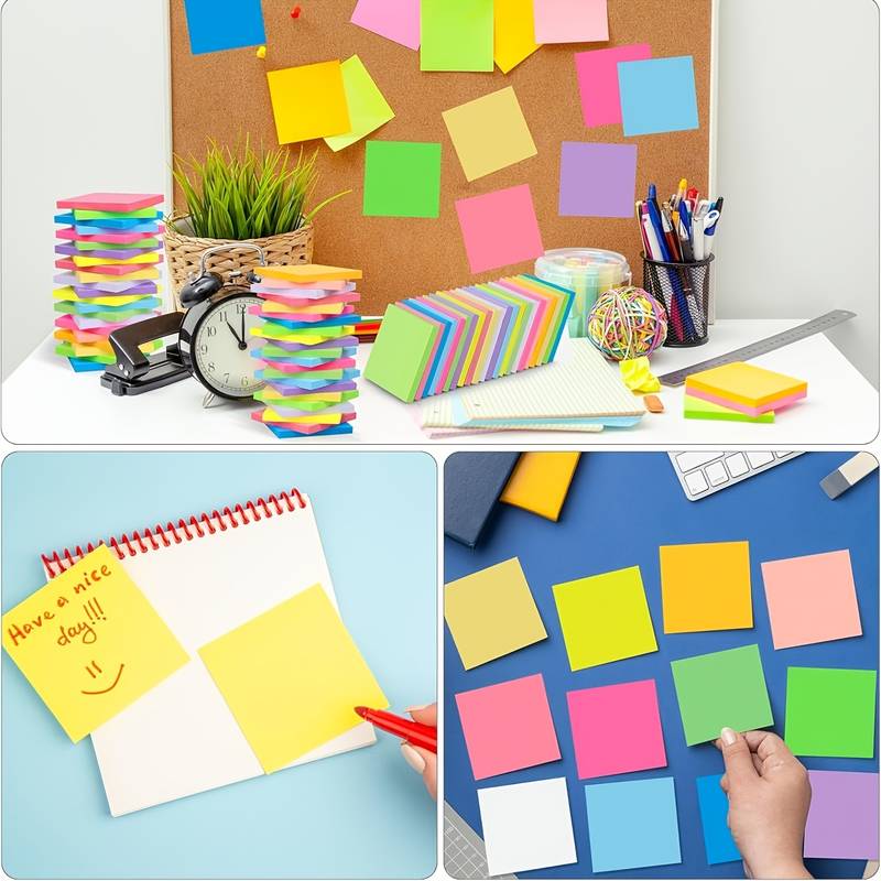 TEMU 199 Colorful Mini Square Solid Color Sticky Notes, Back-to- School Supplies, Self-adhesive Memo Pads, Multiple Sizes , Suitable For Office,