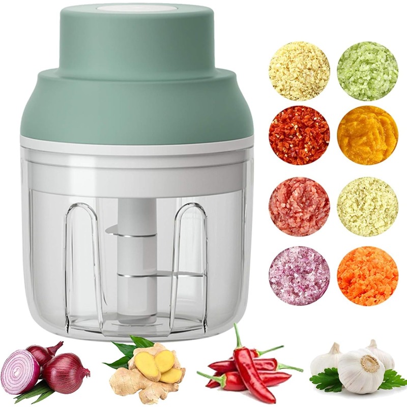 8.45oz electric mini food processor with usb-powered     - compact portable cordless-like operation, semi-automatic chopper with safety lock & ergonomic handle for garlic, vegetables, meat, nuts, food, smoothies - easy-  &   operation (usb charging required) - ideal for small kitchens & travel, space-saving food slicer & chopper device, food processor manual Product details 0