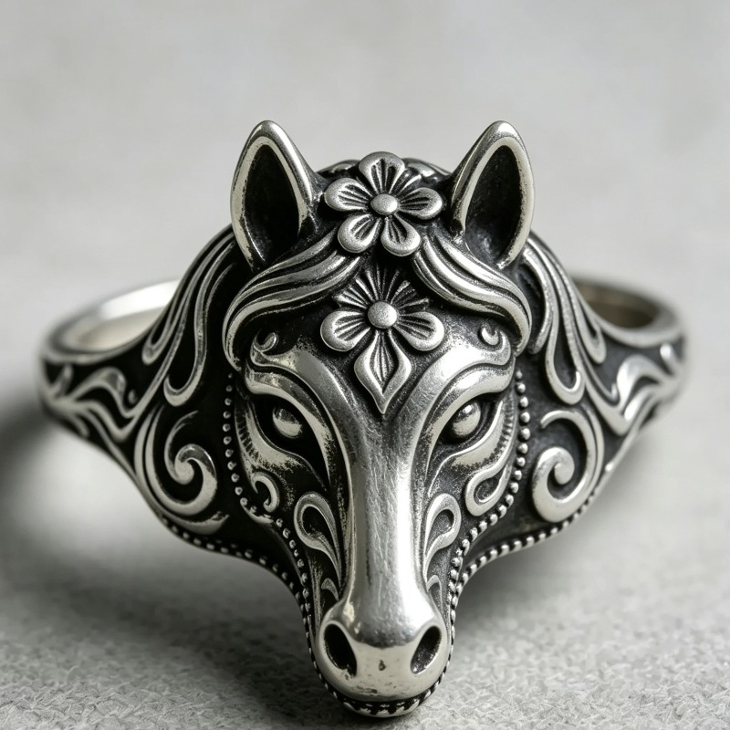 TEMU 2026 New Animal-inspired Ring With Creative Carved Patterns, Retro Artistic Jewelry For Festive Occasions