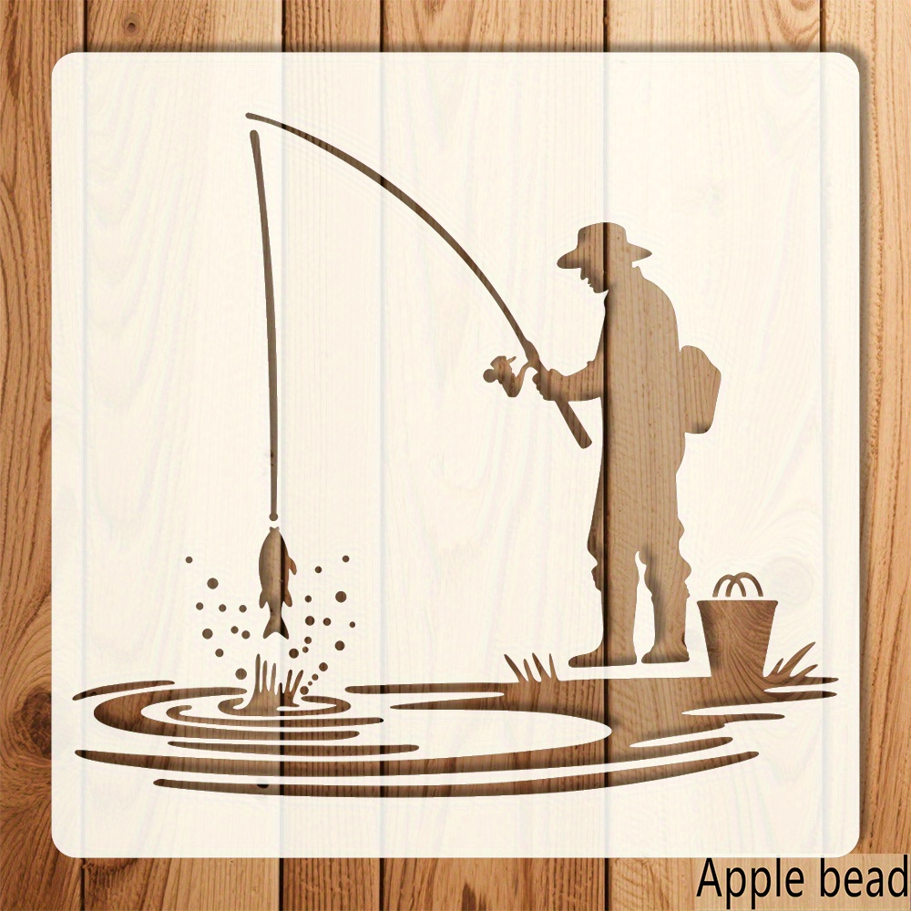 boy with fishing pole pattern printable cut out Reusable 15.24x15.24 cm Lakeside Boys Fishing Painting Template - Rustic  Fisherman & Fish Silhouette Design for DIY Crafts, Wall Art, Furniture,  Wood & Canvas