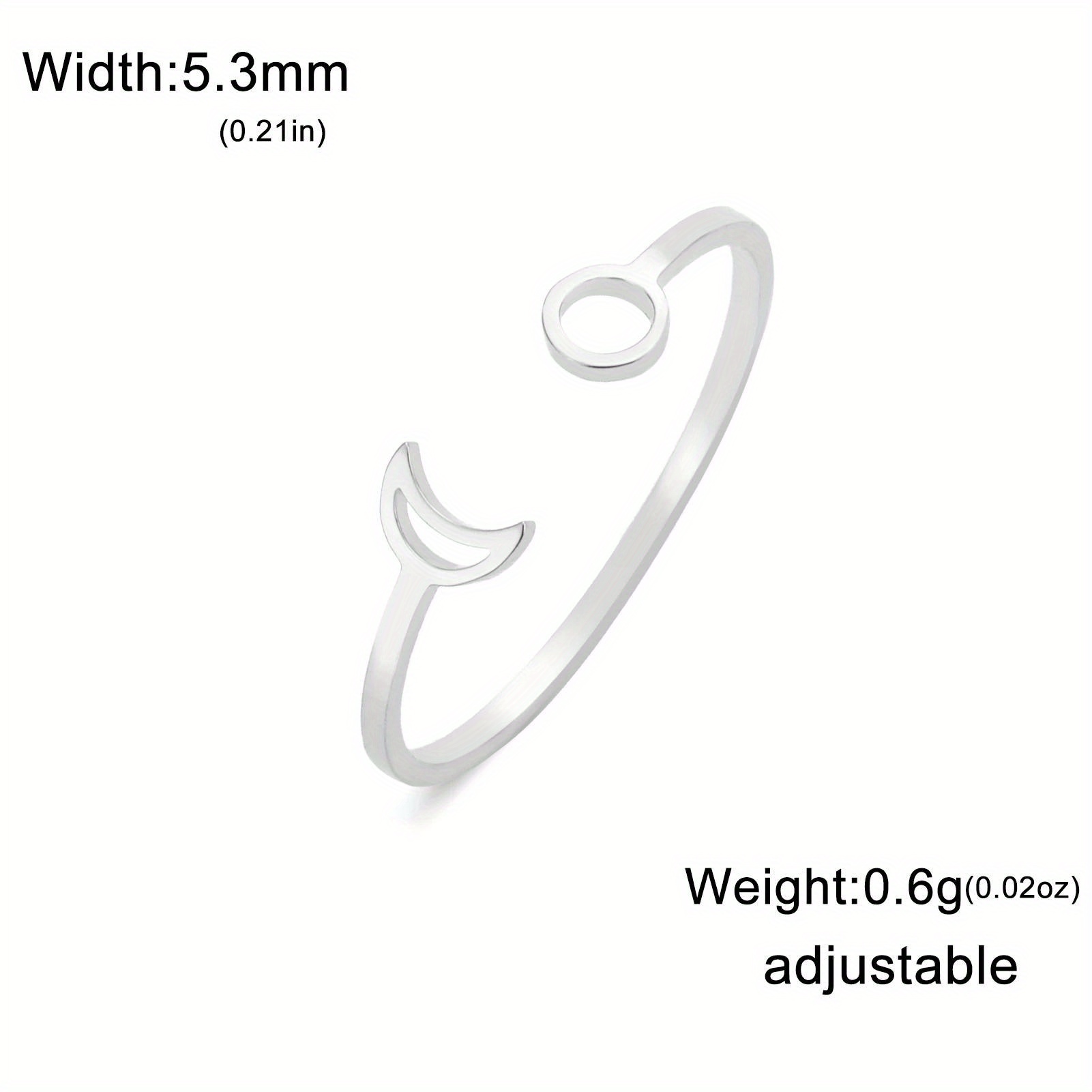 1pc Hollow Sun Moon Opening Ring Retro Design Sun Moon Ring Stainless Hollow Moon Ring Fashion Trend Men's Ring Daily Wear And Party Additions Ramadan
