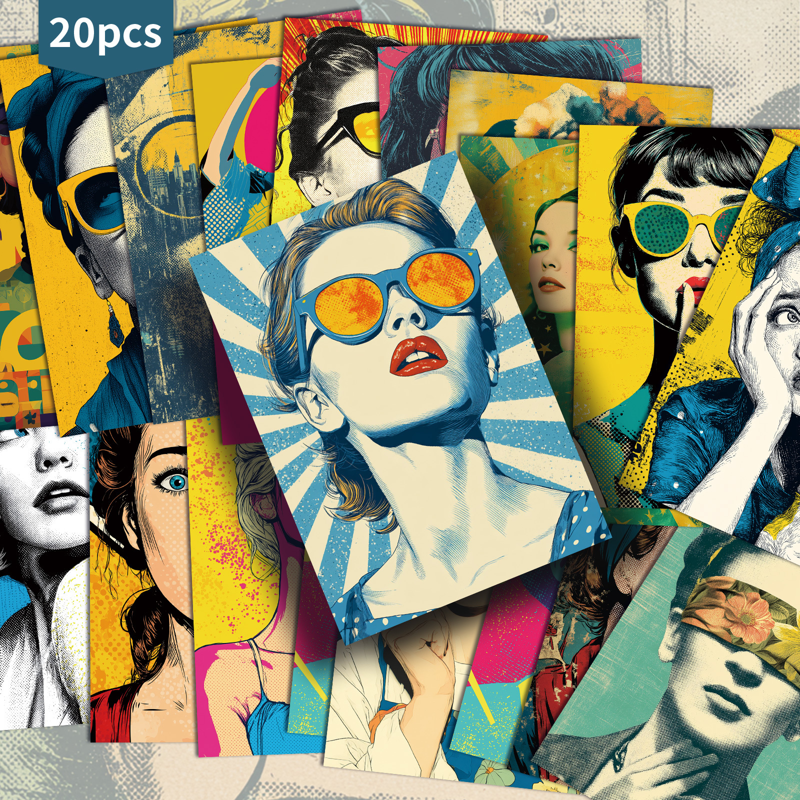 Image of 20 Pack Vintage Female Portrait Paper Postcards - 4x6 Inches Vintage Junk Journal Paper, Classic Pinup Illustrations, Collectible Decorative Painting Cards For Scrapbooking & Crafting