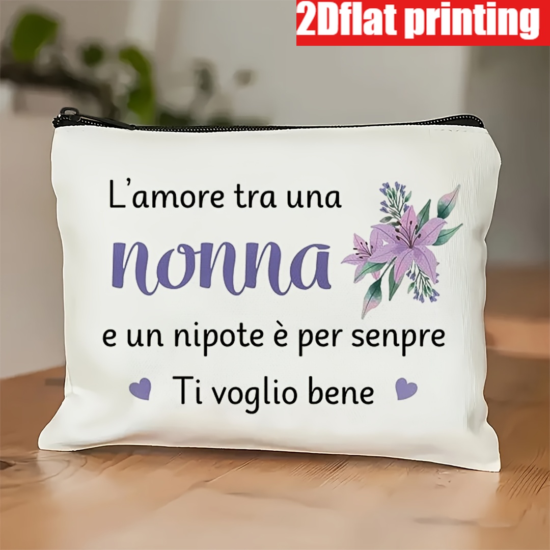 TEMU Stampa Piatta 2D, 1 pz Design , Borsa per Trucchi Regalo per la Nonna , Regalo per dei Nonni, Regalo per la Nonna, Regalo di Compleanno per la