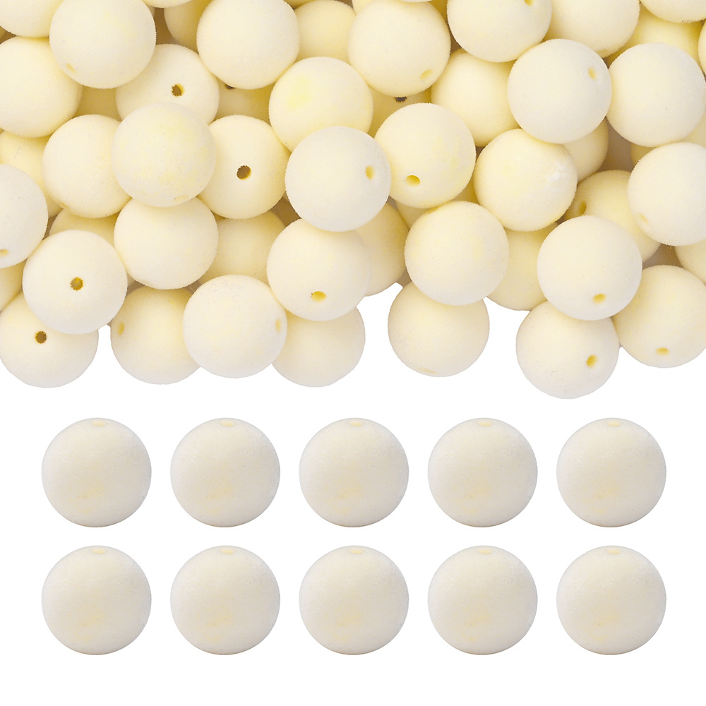 TEMU Lot de 10 perles rondes floquées colorées en acrylique de 16 mm avec face floquée douce et délicat, assortiment de perles adaptées à la