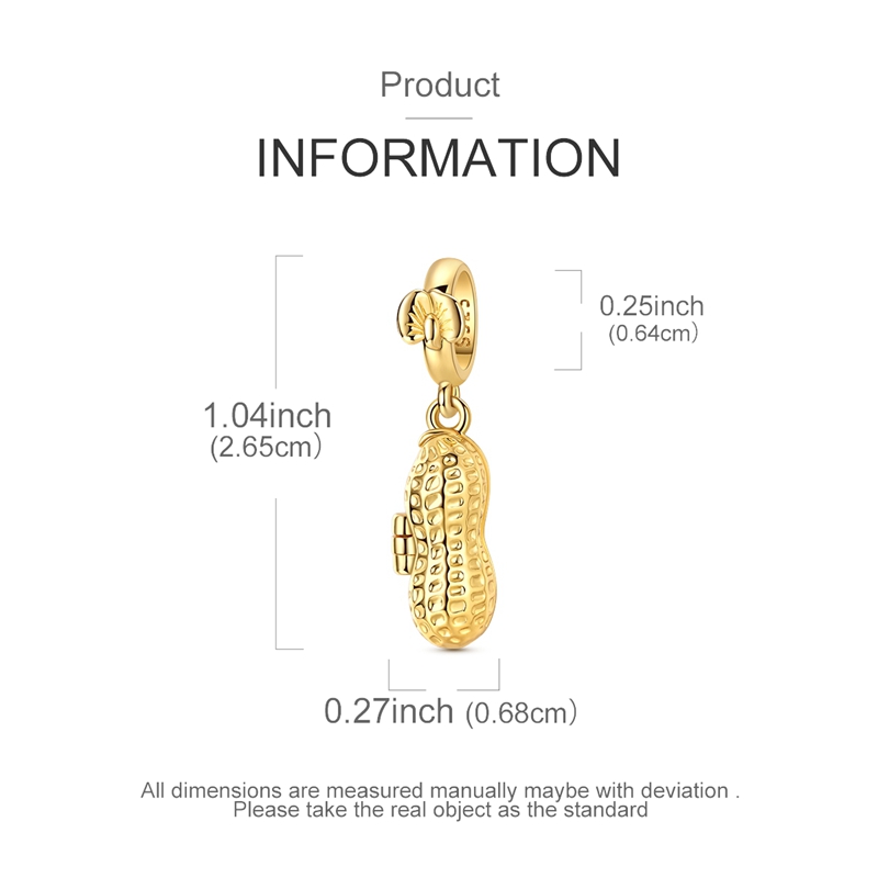 925 Silver Golden Peanut Pendant, Unique Gift