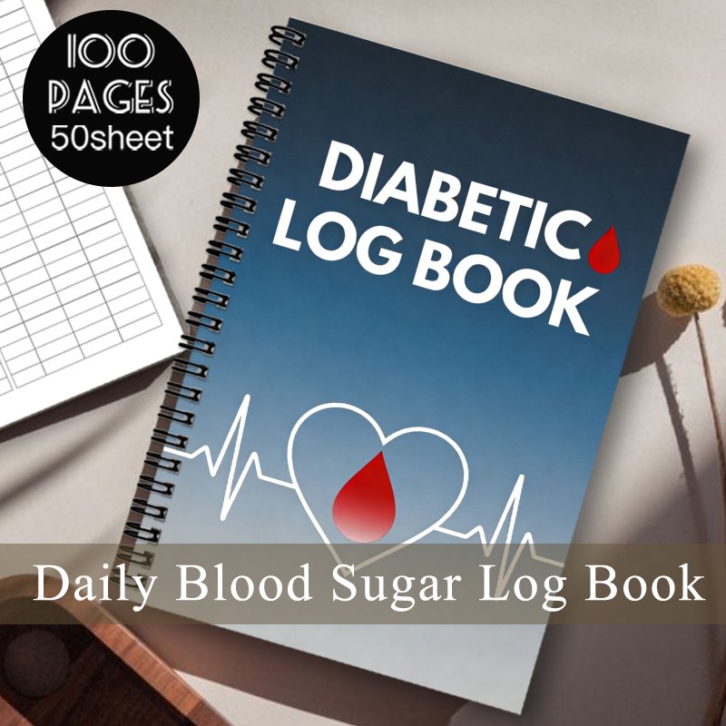TEMU 1pc Spiral Notebook Daily Blood Sugar And Blood Pressure Log Book - Diabetic Log Book With Heartbeat And Design, Ideal Gifts For