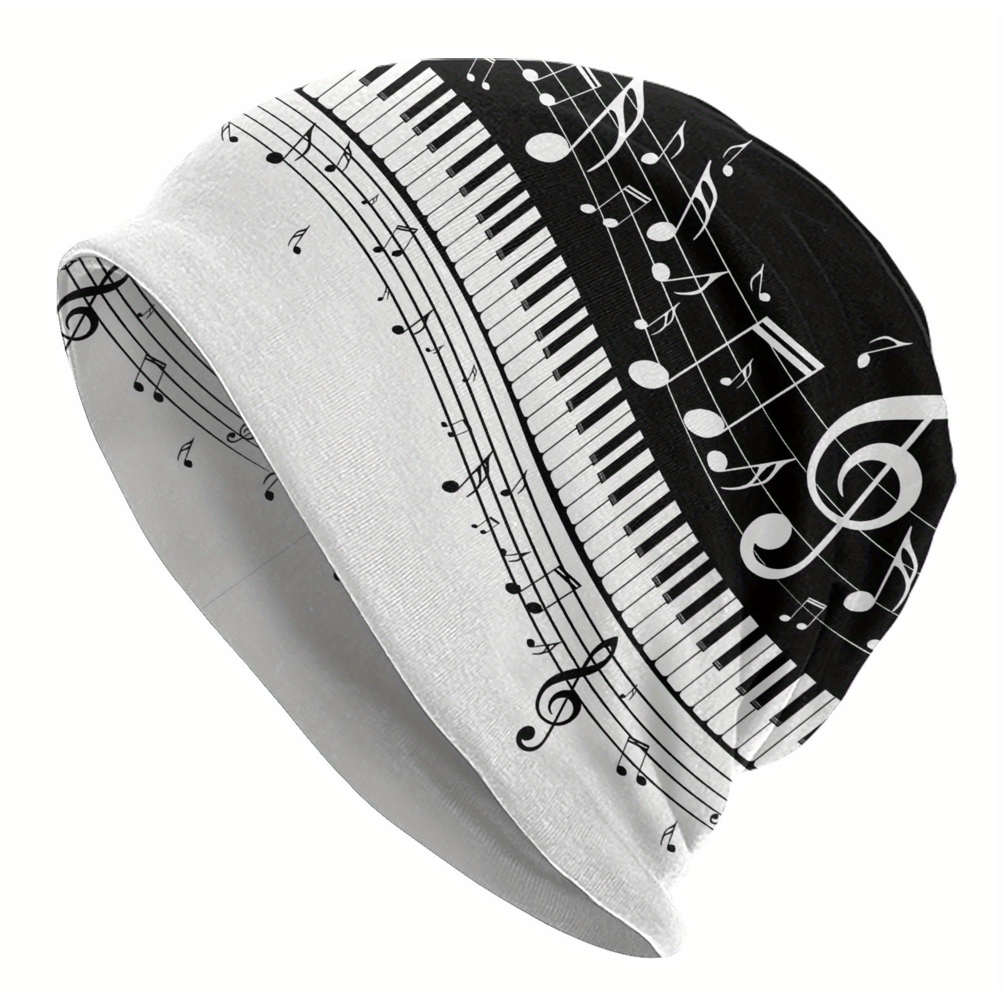 TEMU Men' Piano Keyboard Hat - Musical Bonnet With Piano Keys, Novelty Skull For Musicians, Concerts, Parties & Casual Attire