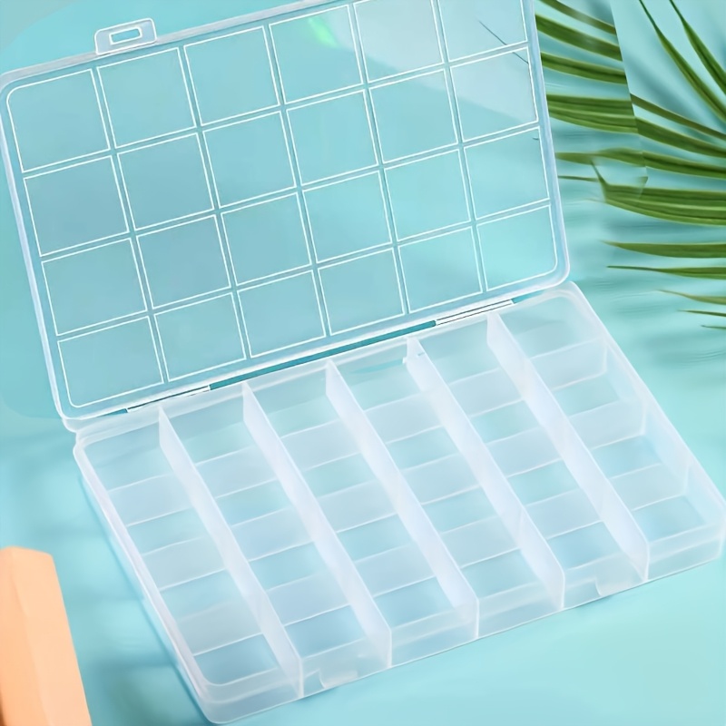 Image of 2pcs/pack 24 Compartment Transparent Jewelry Box, Plastic Storage Box With Adjustable Dividers, For Jewelry Crafts Beads, Jewelry Box