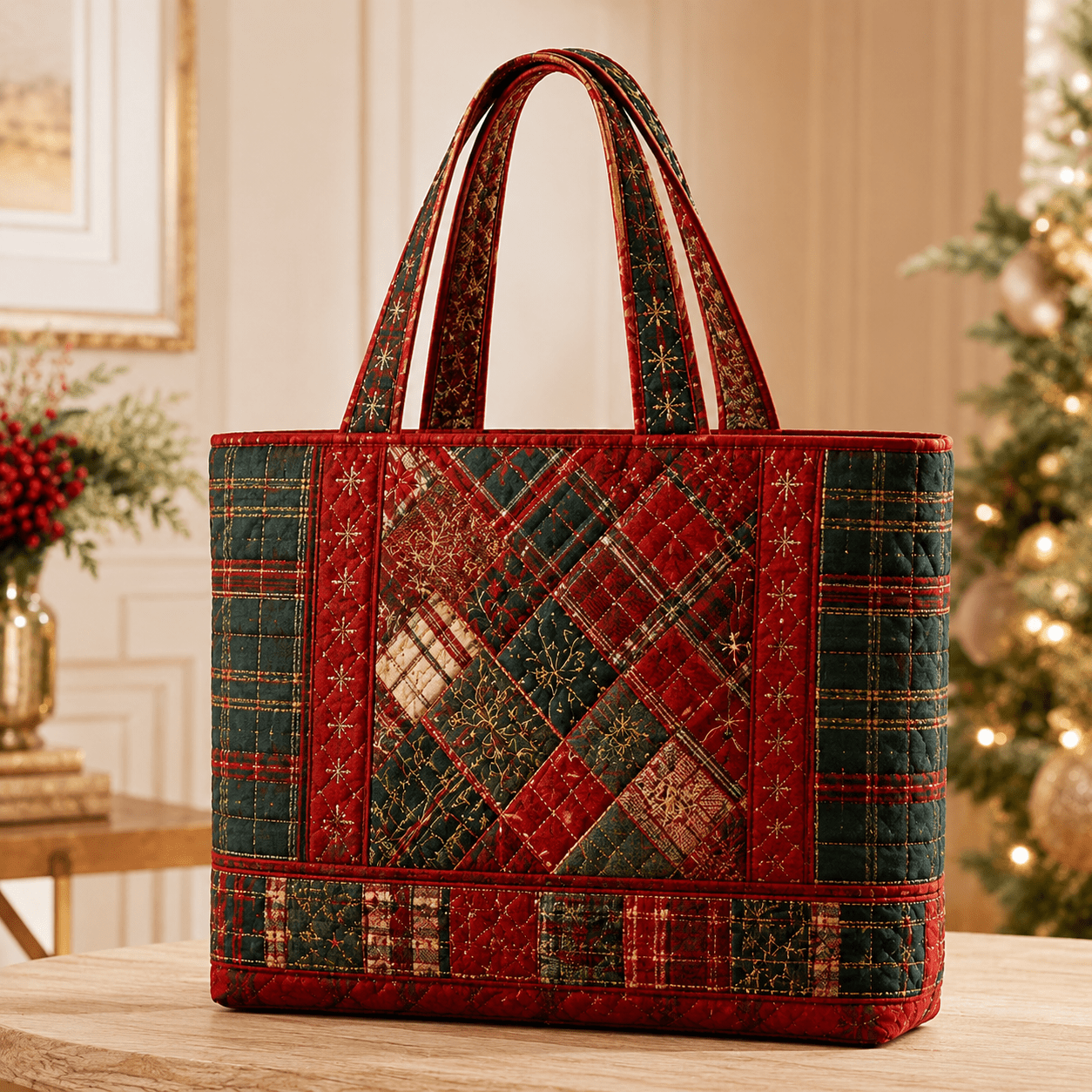 TEMU Grand sac fourre-tout matelassé pour femme avec dragonne et patchwork - vintage adapté pour , , , de sport, sac à main lavable en machine avec
