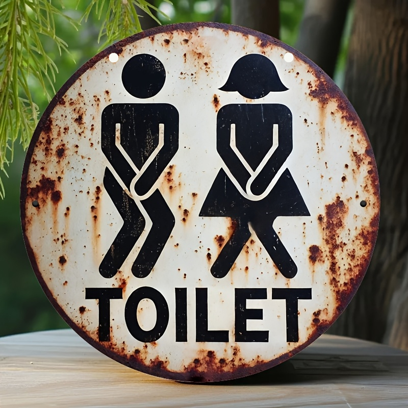 TEMU 2d Flat, 1pc Vintage Wooden Toilet Sign Wall Decor, Rustic Style Wooden Bathroom Decoration With Male And Female Icons, 6x6 Inches, Suitable For