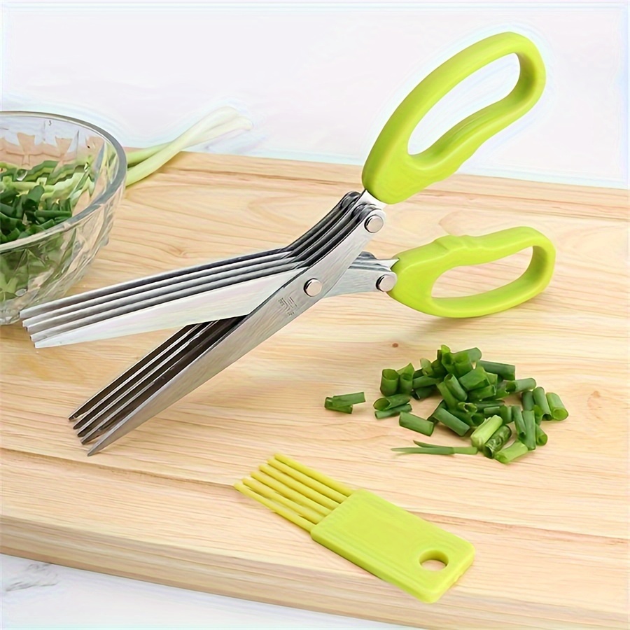 TEMU 1pc, Five-layer Stainless Steel Onion Scissors, Multi-functional Seaweed, Vegetable, And Baby Food Kitchen Scissors, Kitchen Gadget