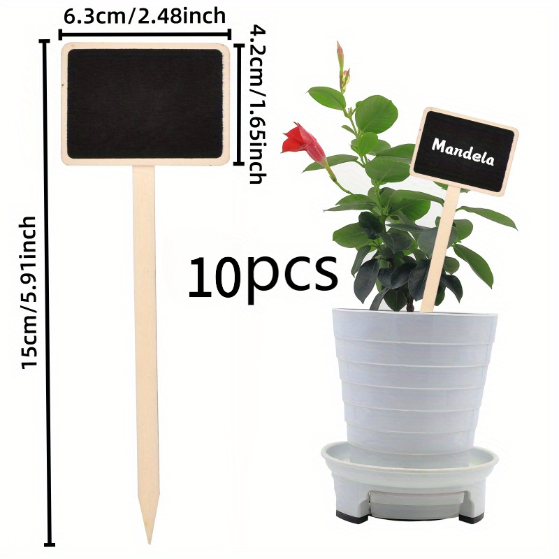 TEMU [Plat 2D] 10 Mini Étiquettes de Plante Ardoise en Bois - Tableaux Noirs Décoratifs pour , Jardinières et Décoration d'Intérieur, Parfaits pour