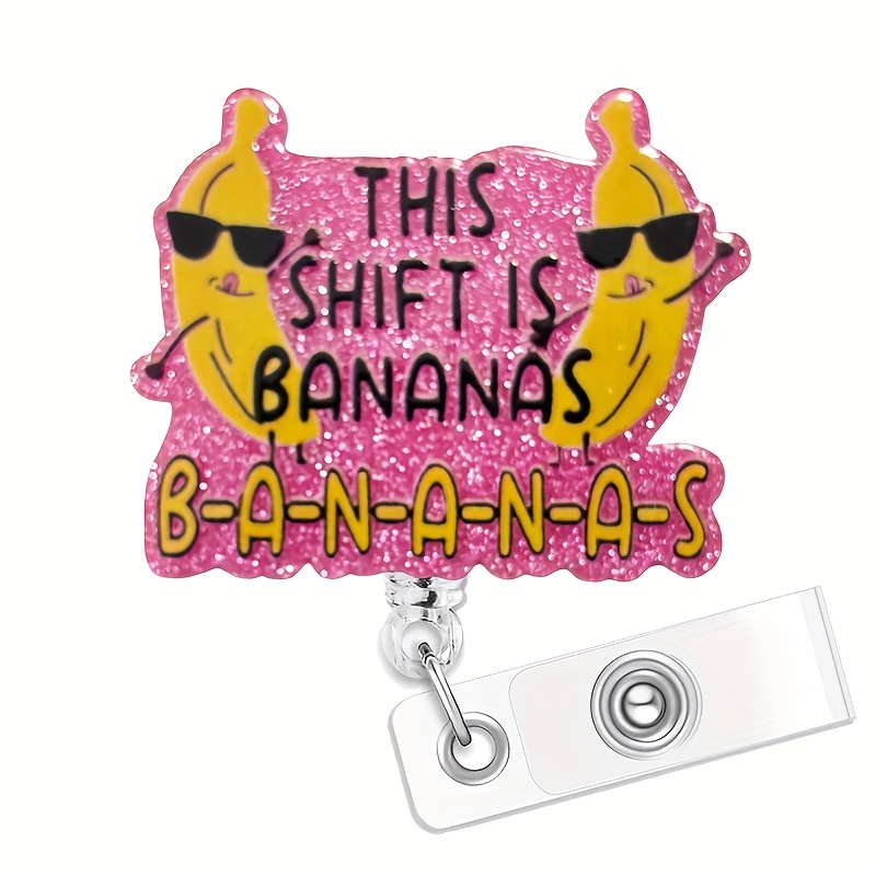 TEMU This 2d Badge Lanyard With A Fun Glitter Perfect For Nurses, Doctors, Workers, Medical , And Teachers, Featuring A Cute Banana Motif And A