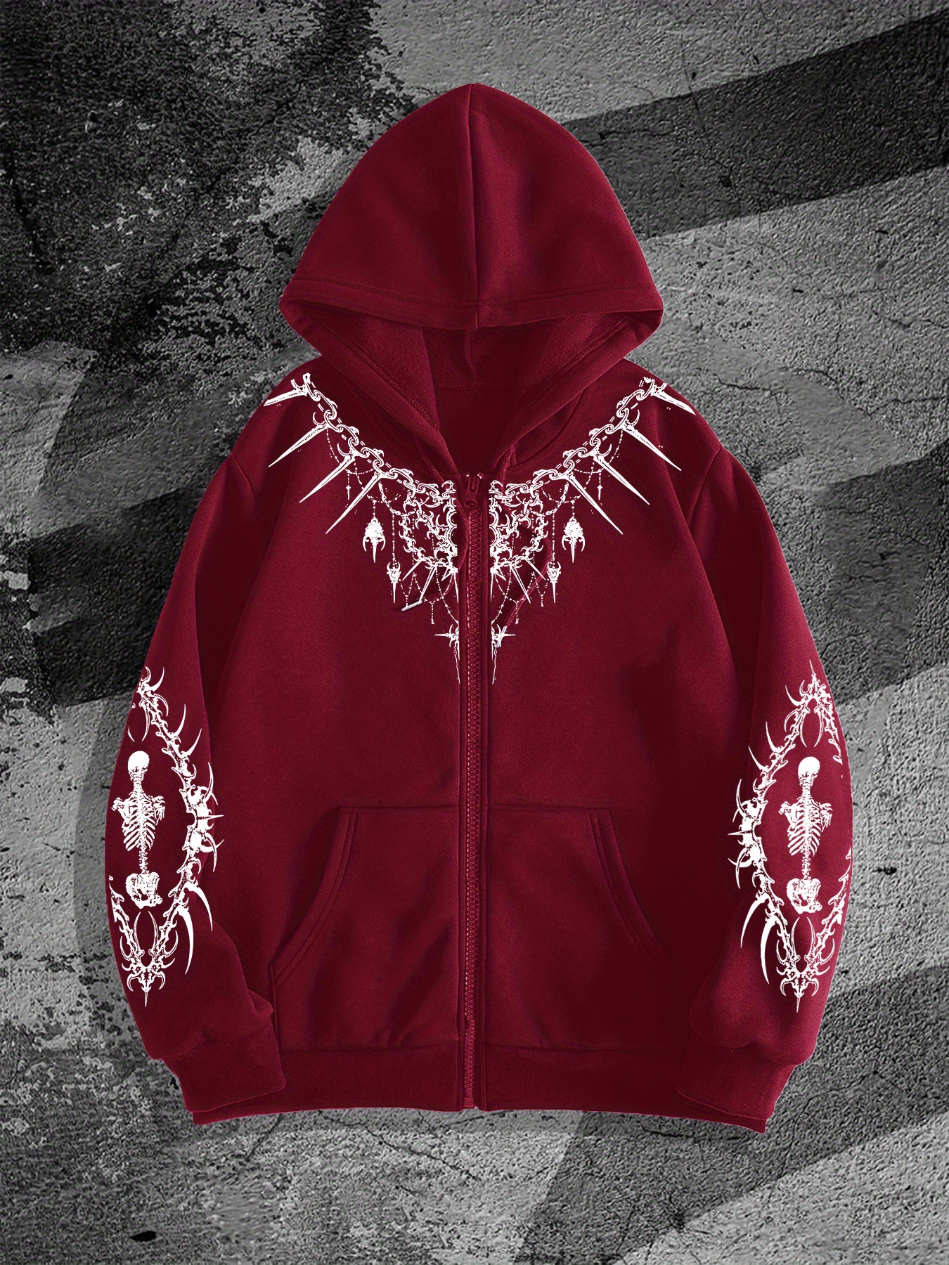 mens gothic print zip hoodie style skeleton Temu Germany