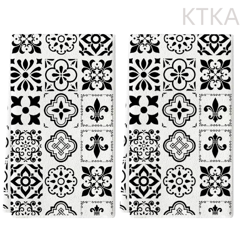 TEMU Serviettes de cuisine imprimées à de carreaux noirs et , cadeau pour , cadeau pour maman, cadeau d'anniversaire, joli cadeau de pendaison de
