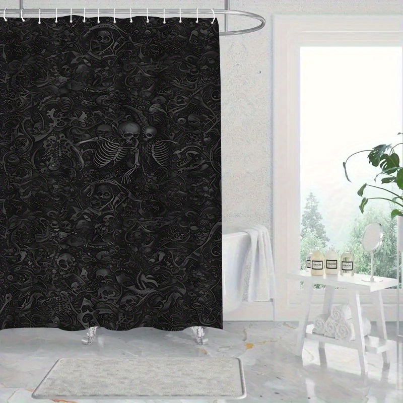 TEMU Jit1pcs Exquisite Simple Head Pattern Shower Curtain, High-end Elegant Bathroom Curtain Shower Curtain, Shower Curtain Home Decoration Pattern,