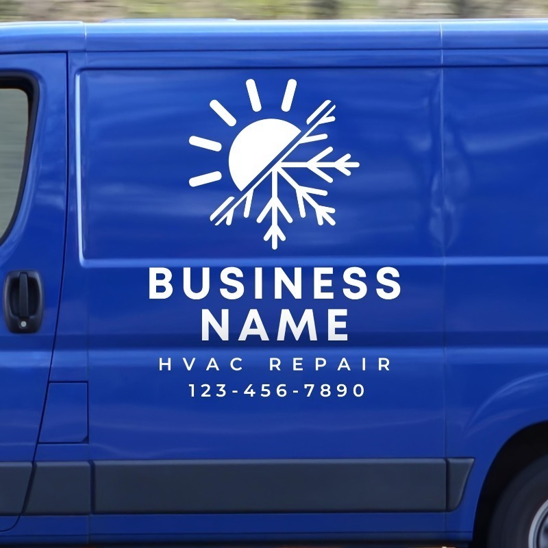 1pc Custom Commercial Vehicle Decal, Personalized with Company Name, Contact Information, Logo, Snowflake Design, Self-Adhesive Vinyl Sticker. Suitable for Trucks, Vans, Cars. Professional HVAC Repair, One-Time Decoration, Window Decal
