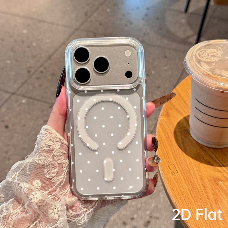 TEMU Phone Case - [2d Flat] Printed Phone Case - Transparent Acrylic Magnetic Phone Case With Grid Polka Dot Striped Plaid Elegant Sleek Argyle