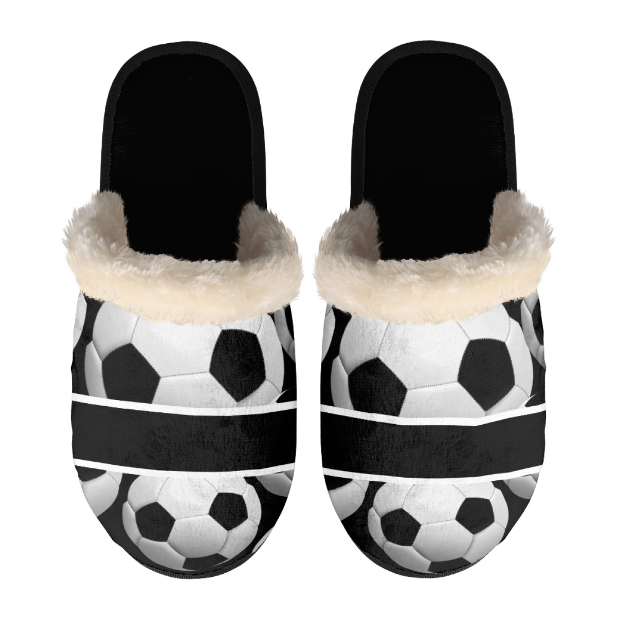 TEMU Football Print Personalized Name Warm Slippers Couple Winter Flannel Soft Slippers Flat Slippers Diy Gift For Athletes, Women Shoes