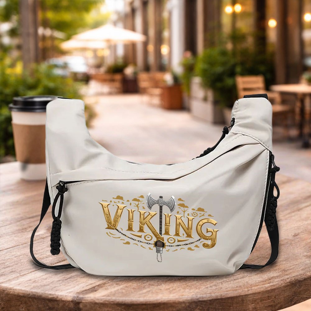 TEMU Women's Large Capacity Crossbody Bag, Simple And Versatile Shoulder Bag With Viking Axe And Print Design, Adjustable Shoulder Strap, Zipper