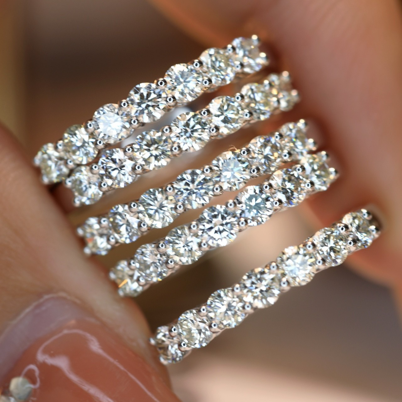 Unisex 0.7 Carat Moissanite Seven-Stone Ring, Elegant