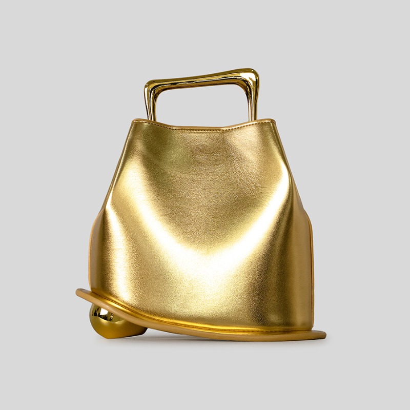 Trendy Metal Handheld Irregular Bucket Bag, A New Handbag For Women Featuring A Textured Design Suitable For Shoulder And Crossbody Wear