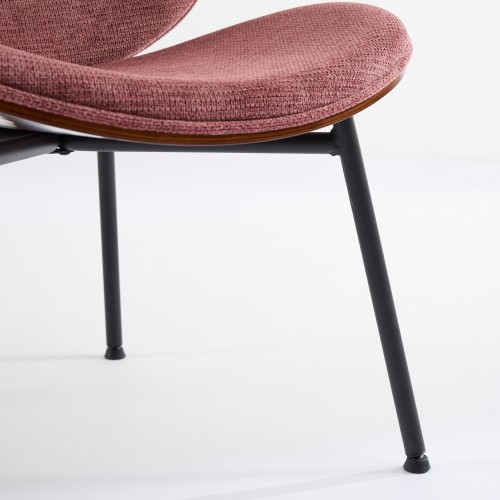 Mid-Century Modern Shell Chair - Single Side Accent Lounge Chair with Wide Walnut Wood Finish Shell & PU, Curved Wide Suitable for /Outdoor Use - Easy-Clean Cover, Assembly Required (for,, Bedroom)