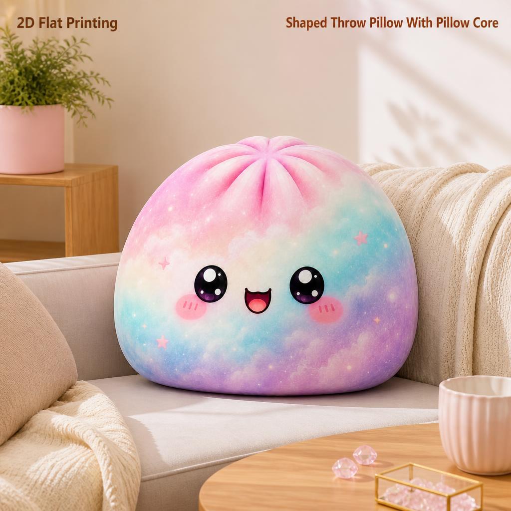 TEMU Cute Candy-shaped Dumpling Plush Pillow, Made Of Soft Pink-blue Pu Material With 2d Flat Printing. Suitable For Sofas, Bedrooms, And Living